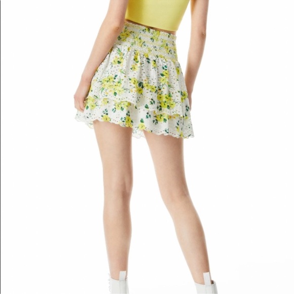 Alice + Olivia Bethie Smocked Mini skirt size 6 - Picture 2 of 9